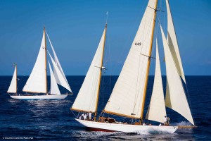 "La Sfida" regatta between sister ships Eilean and Latifa.Ph: Guido Cantini/Panerai/Sea&See.com